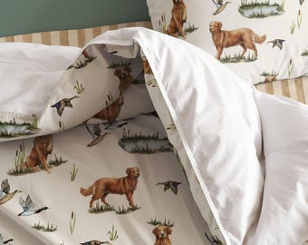 Golden Retriever Twin Size Bedding Mallard Duck Bed Set Hunting Boys Room Dog Theme Boy Duck Hunting Theme Decor Comforter Queen Size Set