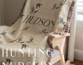 Personalized Duck Hunting Nursery Blanket Girl Custom Name Blanket Pink Duck Blanket Gift Personalized Baby Shower Gift Mallard Duck Blanket