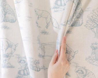 Woodland Nursery Curtain Woodland Animal Blackout Curtain for Nursery Boy Drapes Custom Size Curtain Set Woodland Toile Curtain Kid Room