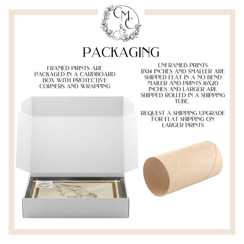 May include: Image detailing print packaging. Framed prints are boxed with protective corners. Unframed prints up to 11x14 inches are shipped flat, larger ones rolled in a tube. A shipping upgrade is available for larger prints.