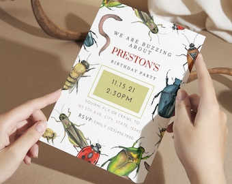 Bug Birthday Invitation Bug invitation Bug party invitation bug birthday party bug party bug party invite bug theme birthday Canva