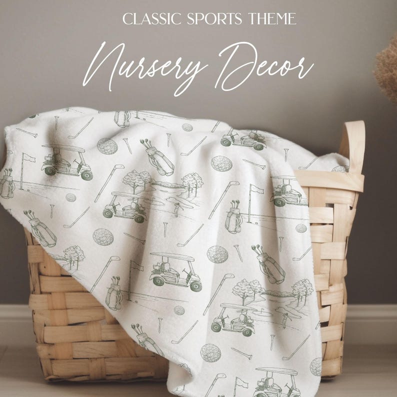 Vintage Golf Blanket Minky Baby Blanket Stroller Blanket Classic Golf