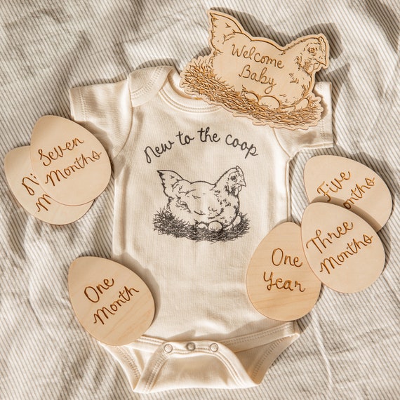 Monthly Milestone Baby Sign Wooden Milestone Marker Newborn Photo Prop Welcome Baby Sign Farm Baby Announcement Baby Shower Gift for Baby