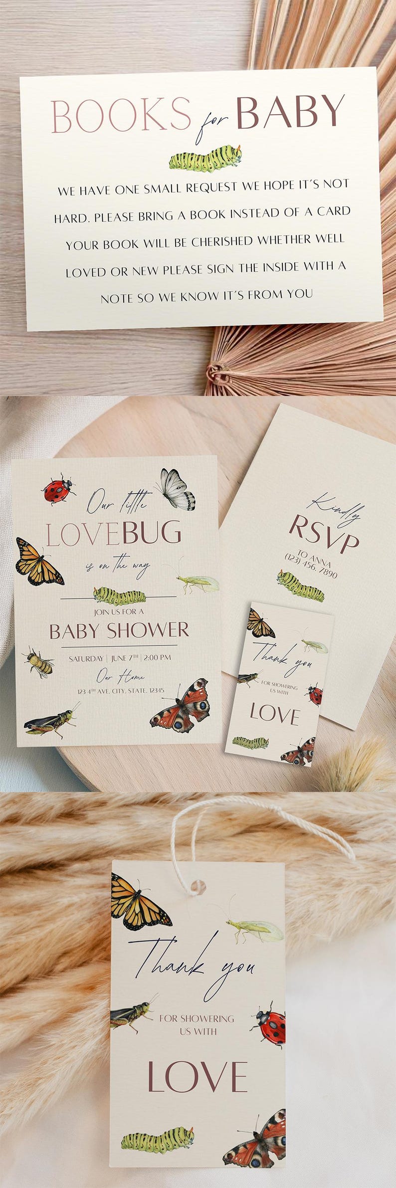 Spring Love Bug Baby Shower Invitation Set