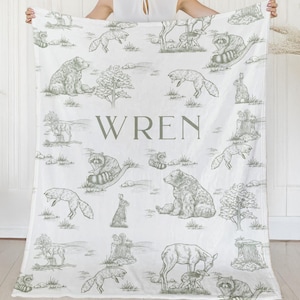 Woodland Blanket Green Custom Woodland Baby Shower Gift