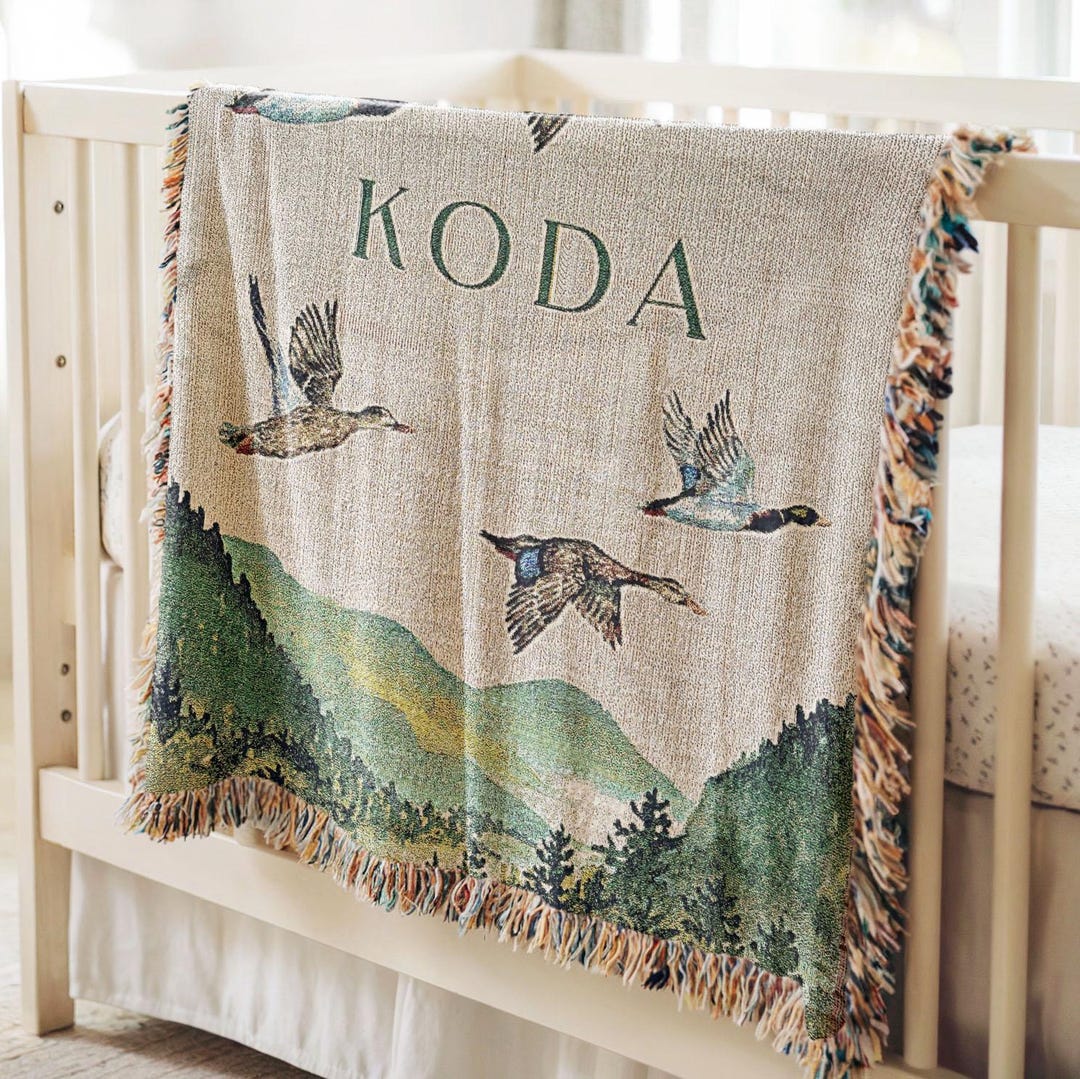Custom Duck Baby Blanket Woodland Nursery Decor Baby Boy Blanket Gift ...