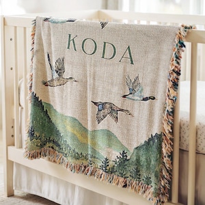 Custom Duck Baby Blanket Woodland Nursery Decor Baby Boy Blanket Gift Custom Baby Shower Gift Duck Hunting Nursery Bedding Boy Mallard Duck