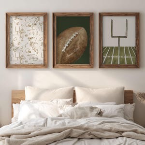 Sport Boy Room Decor Football Print Set of 3 Personalized Sport Name Sign