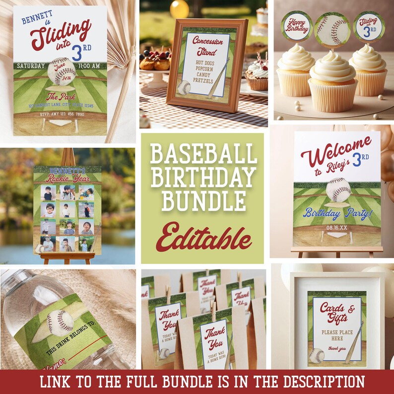 Baseball Invite Boy 3rd Birthday Editable Template Sliding into 3rd Baseball Birthday Invitation Toddler Boy Birthday Editable Invite Canva image 7