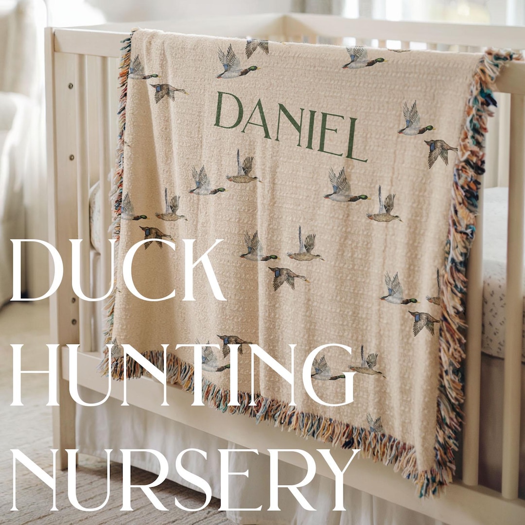 Custom Mallard Duck Hunting Nursery Blanket Name Gift for Baby Duck ...