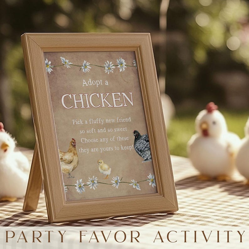 Party Favor Activity Adopt a Chicken Sign