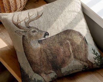 Deer Pillow Cabin Decor Accent Pillow Set Rustic Woodland Nursery Decor Deer Hunting Office Decor Country Home Decor Mountain Lodge Home