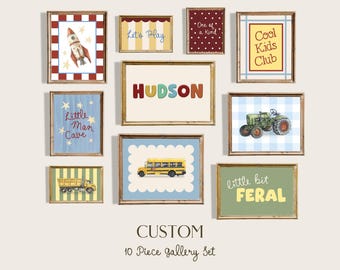 Colorful Nursery Art Over Crib Decor Quirky Nursery Print Kid Playroom Decor Toddler Boy Decor Colorful Name Print Custom Gallery Wall Set