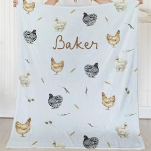 Chicken Blanket Gift Personalized Name Blanket Gift For Chicken Lover Custom Gift for Friend Crazy Chicken Lady Throw Blanket Farm Decor