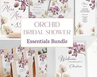 Orchid Wedding Invitation Bridal Shower Bundle Purple Orchid Wedding Stationary Bundle Wedding Invitation Orchid Editable Template Bridal