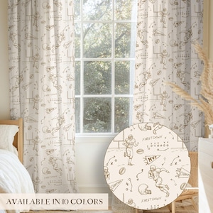 Football Curtain Vintage Sport Nursery Drapes
