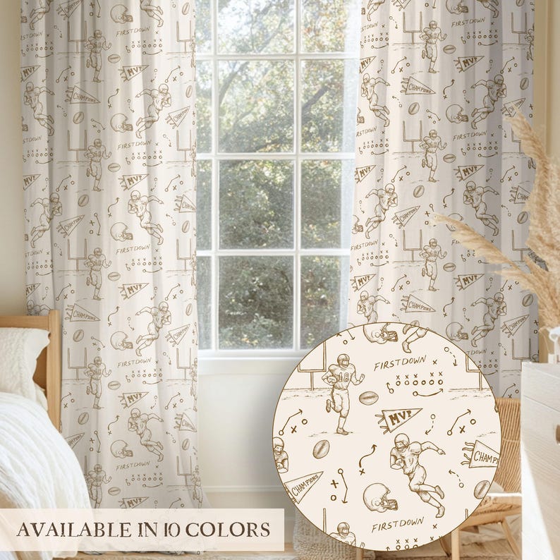 Football Curtain Vintage Sport Nursery Drapes