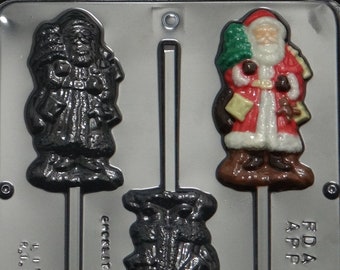 Santa with Tree Lollipop Chocolate Candy Mold 2069