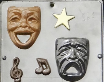 Comedy Tragedy Drama Theater Faces Chocolate Candy Mold 585