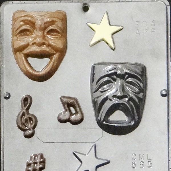 Comedy Tragedy Drama Theater Faces Chocolate Candy Mold 585