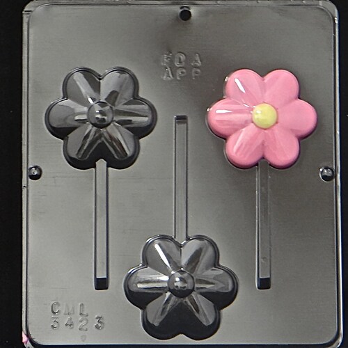 Daisy Flower Lollipop Chocolate Candy Mold 3448 Etsy