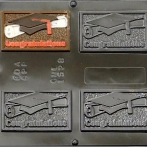 Graduation Mortarboard and Scroll Greeting Card Bar Chocolate Candy Mold Graduation 1528