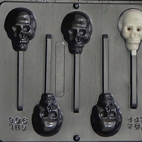 Skull Lollipop Chocolate Candy Mold Halloween 906 Etsy