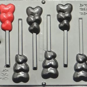 Triple Heart Lolly Candy Mold Valentijnsdag / Bruiloft 3029
