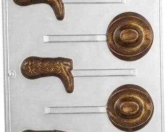 Cowboy Hat and Boot Lollipop Chocolate Candy Mold 225