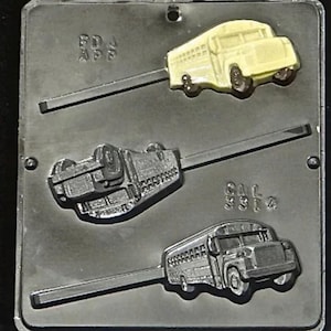 School Bus Lollipop Chocolate Candy Mold 3314