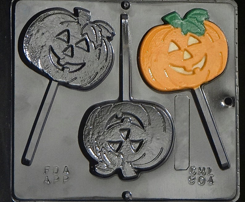 Flat Pumpkin Lollipop Chocolate Candy Mold Halloween 904 Etsy