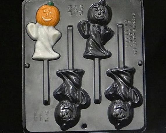 Ghost Lollipop Chocolate Candy Mold For Halloween - #911 Clear Plastic