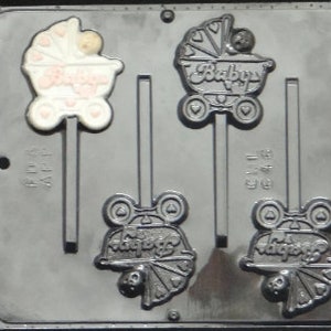 Baby in Carriage Lollipop Chocolate Candy Mold Baby Shower 646 image 1