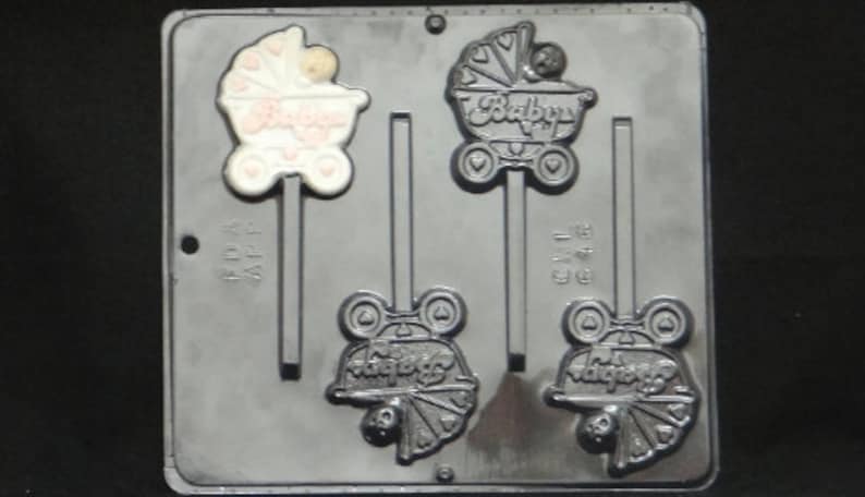 Baby in Carriage Lollipop Chocolate Candy Mold Baby Shower 646 image 1