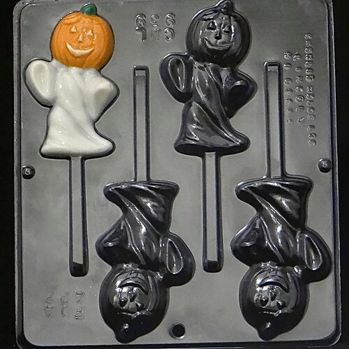 Flat Pumpkin Lollipop Chocolate Candy Mold Halloween 904 Etsy