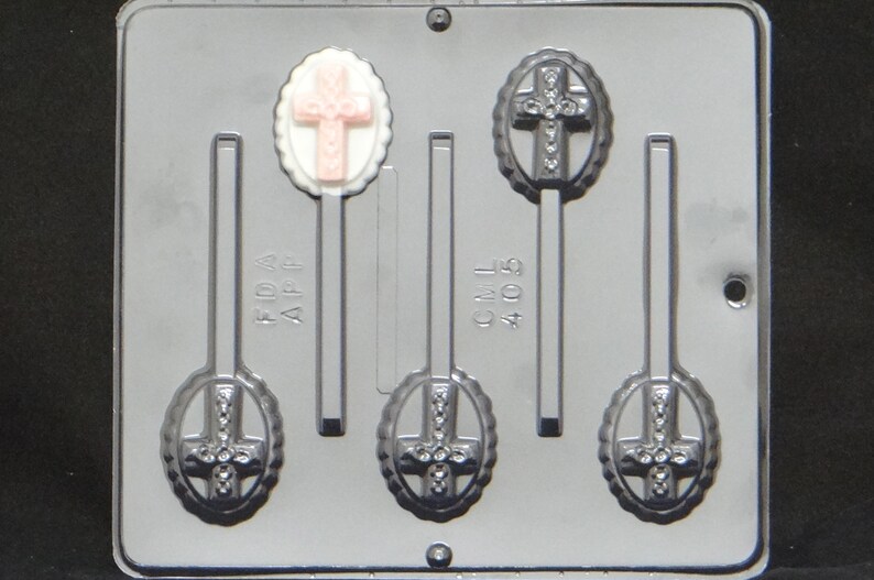 Cross on Oval Lollipop Chocolate Candy Mold Religious 405 Etsy