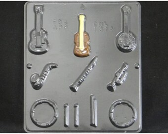 Music Instruments Banjo Guitar Flute Drums More Chocolate Candy Mold 1374