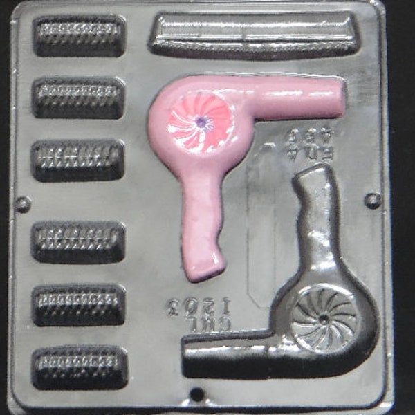 Hairdresser Set Hair Dryer and Curlers Chocolate Candy Mold 1203