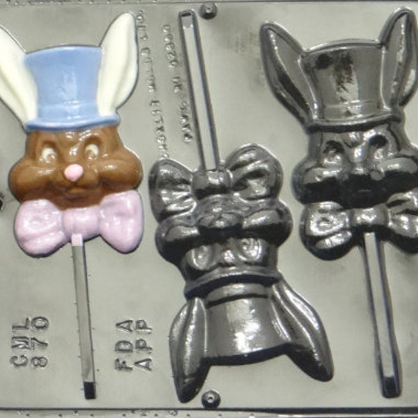 Rabbit with Top Hat Lollipop Chocolate Candy Mold Easter 870