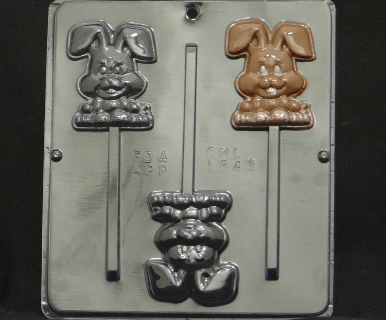 Happy Easter Bunny Lollipop Chocolate Candy Mold Easter 1843 Etsy