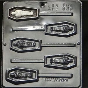 Coffin with Mummy Lollipop Chocolate Candy Mold Halloween 929
