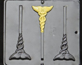 Medical Caduceus Lollipop Chocolate Candy Mold 3463