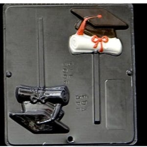 Graduation Mortarboard and Scroll Lollipop Chocolate Candy Mold Graduation 8006