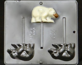 Polar Bear Grizzly Lollipop Chocolate Candy Mold 3470 (3 cavity mold) Black Bear
