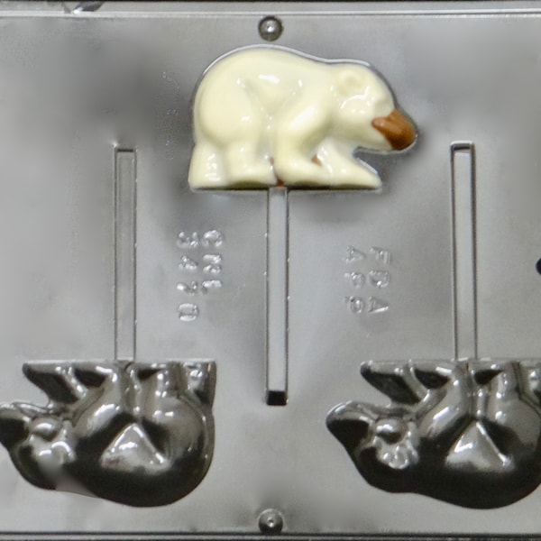 Polar Bear Grizzly Lollipop Chocolate Candy Mold 3470 (3 cavity mold) Black Bear