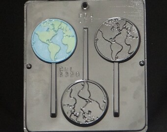 World Earth Lollipop Chocolate Candy Mold 3320