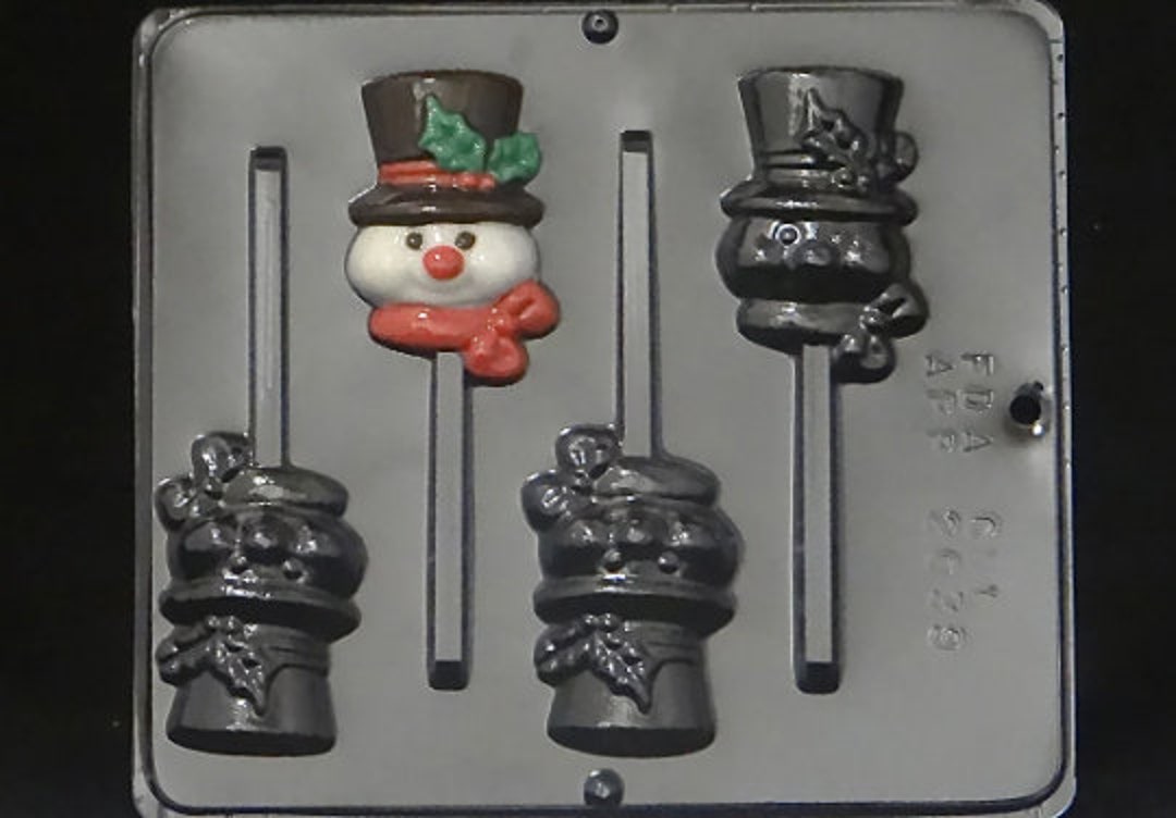 Snowman With Top Hat Lollipop Chocolate Candy Mold Christmas 2039 Etsy