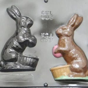 6 inch Easter Bunny with Basket Chocolate Candy Mold Easter 802