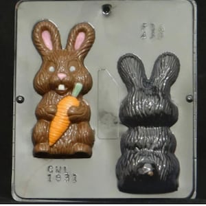 6&quot; Bunny Assembly with Carrot Chocolate Candy Mold Easter 1831
