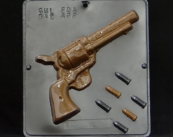 Revolver Gun with Bullets Chocolate Candy Mold